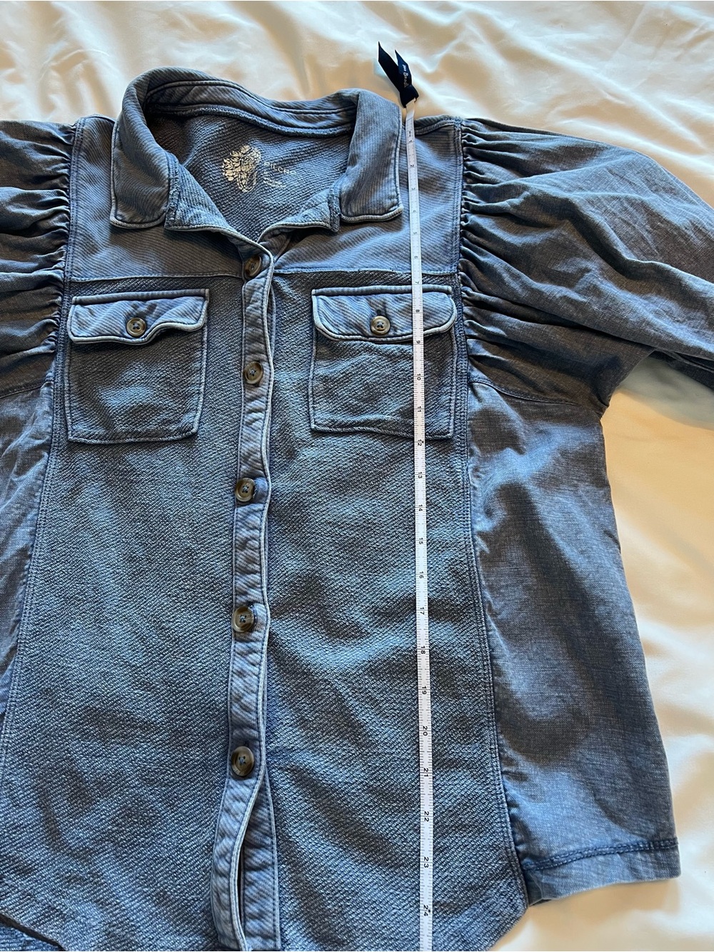 Pilcro Anthropologie Chambray Shacket Shirt Jacket Blue Size Medium - Picture 8 of 10